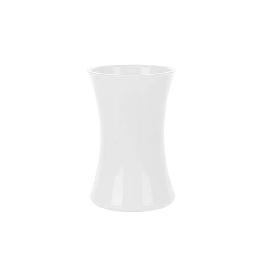 Glass Country Vase Concaved Sided Solid White (10DX17cmH)