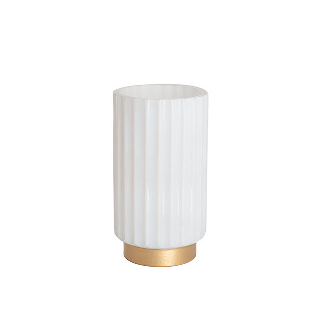 Glass Astoria Ribbed Vase White (11.5Dx20.5cmH)