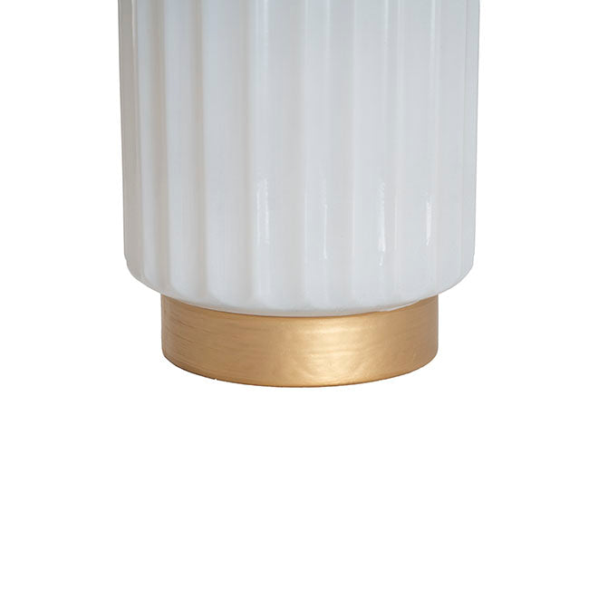 Glass Astoria Ribbed Vase White (11.5Dx20.5cmH)