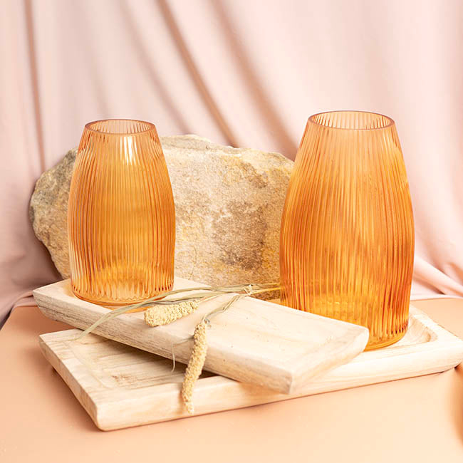 Glass Paige Vase Apricot Small (7TDx8.5BDx20cmH)
