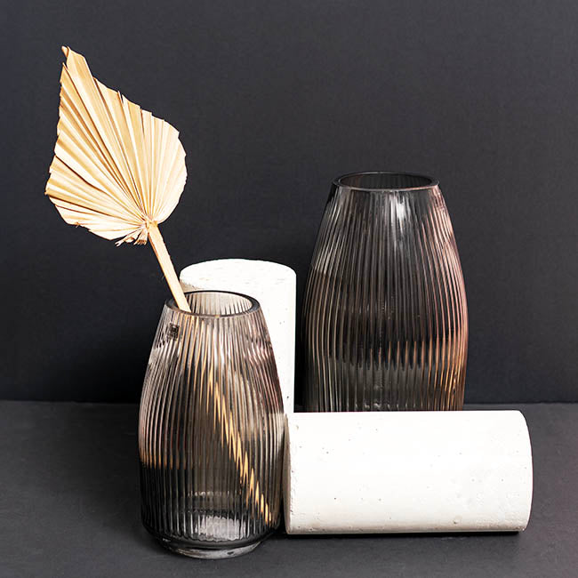 Glass Paige Vase Grey Medium (9TDx10BDx25cmH)