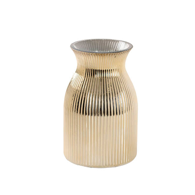 Glass Belly Posy Vase Gold (12x18.5cmH)