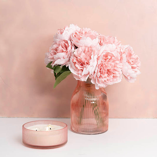 Glass Belly Posy Vase Light Peach (12x18.5cmH)