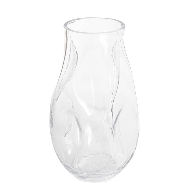 Glass Wavy Tall Vase Clear (16x28cmH)