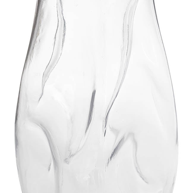 Glass Wavy Tall Vase Clear (16x28cmH)