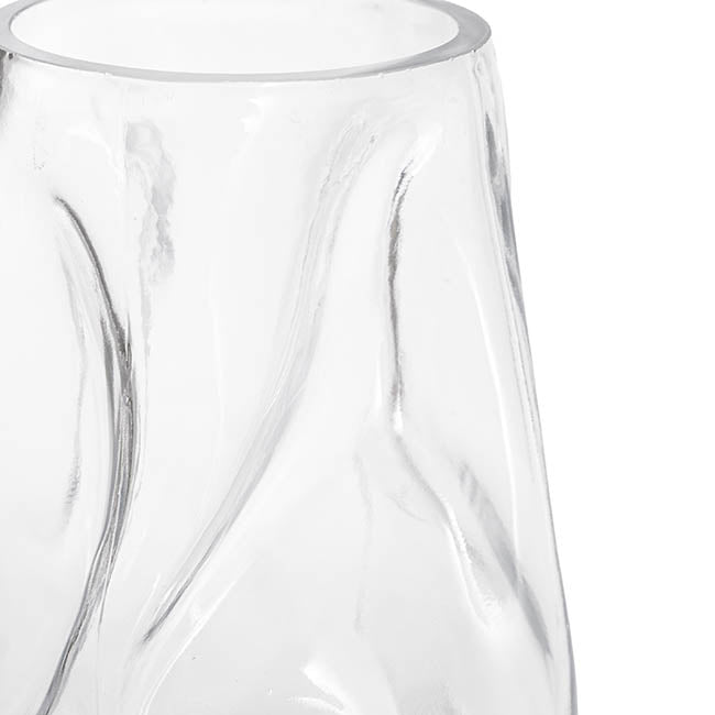 Glass Wavy Tall Vase Clear (16x28cmH)