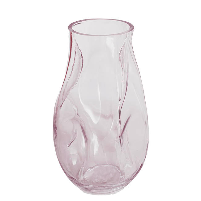 Glass Wavy Tall Vase Tint Plum (16x28cmH)
