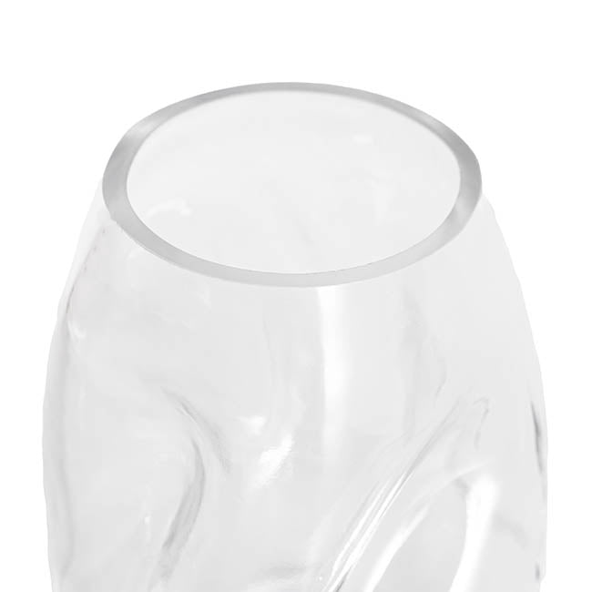Glass Wavy Vase Clear (15x18cmH)