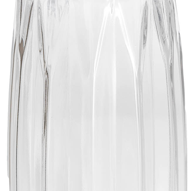 Glass Ribbed Lantern Tall Vase Clear (14x28cmH)