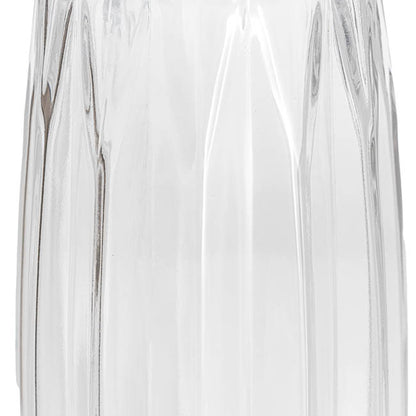 Glass Ribbed Lantern Tall Vase Clear (14x28cmH)