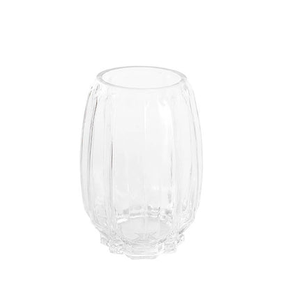 Glass Ribbed Lantern Vase Clear (14x20cmH)