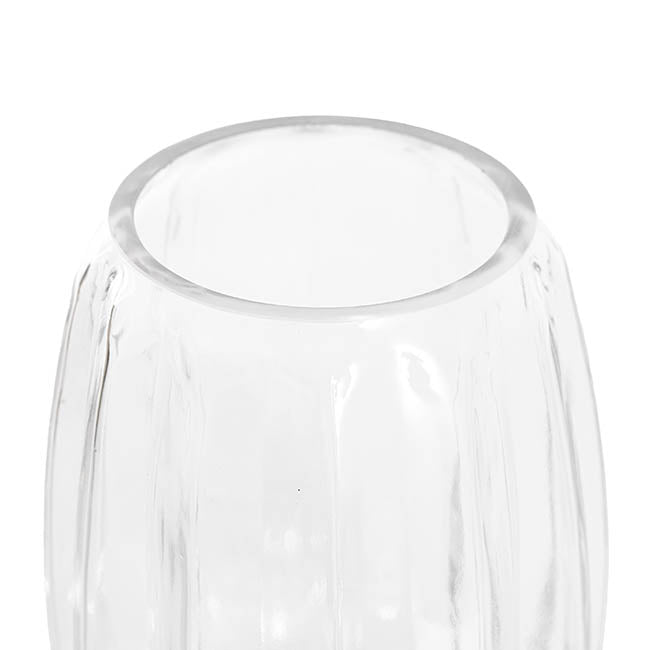 Glass Ribbed Lantern Vase Clear (14x20cmH)
