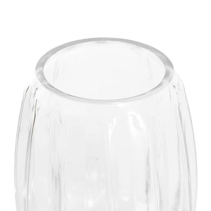 Glass Ribbed Lantern Vase Clear (14x20cmH)