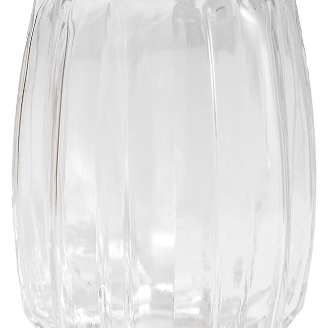 Glass Ribbed Lantern Vase Clear (14x20cmH)