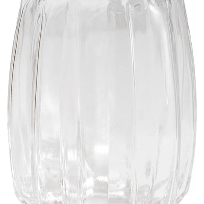 Glass Ribbed Lantern Vase Clear (14x20cmH)