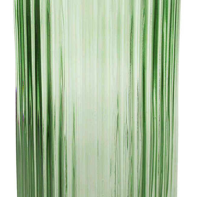 Glass Ribbed Cylinder Tall Vase Olive Green (12x30cmH)