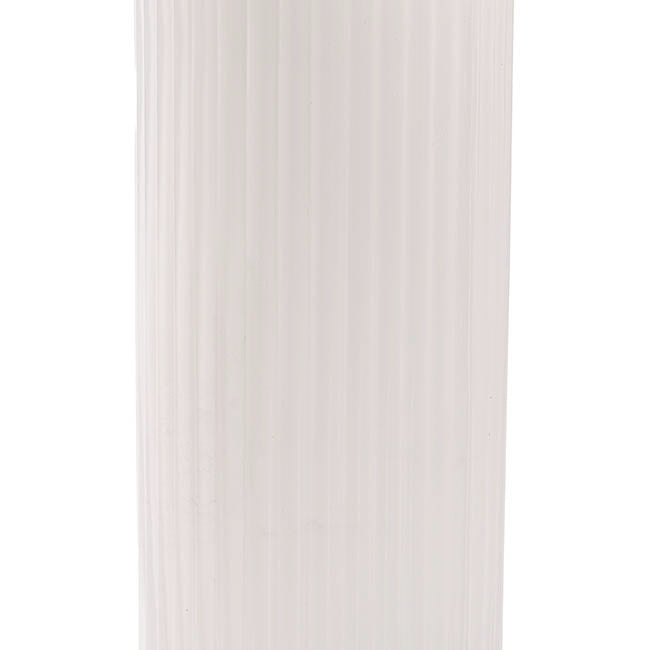 Glass Ribbed Cylinder Tall Vase White (12x30cmH)