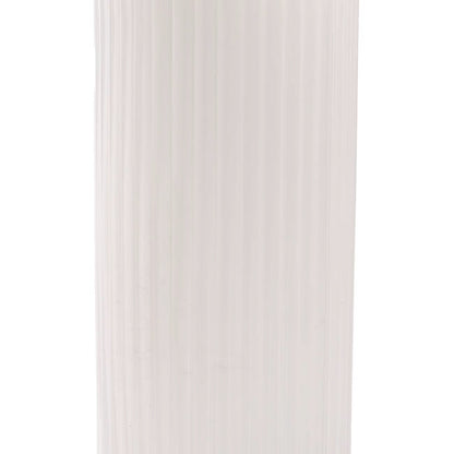 Glass Ribbed Cylinder Tall Vase White (12x30cmH)