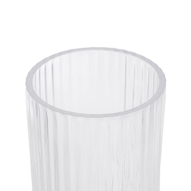 Glass Ribbed Cylinder Vase Clear (10x20cmH)