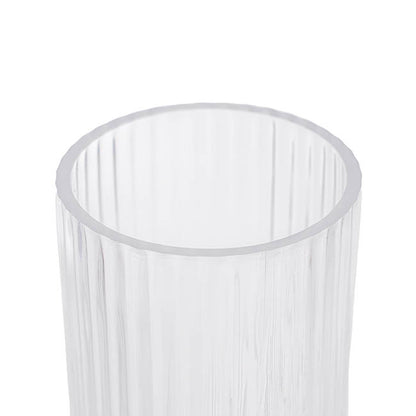 Glass Ribbed Cylinder Vase Clear (10x20cmH)