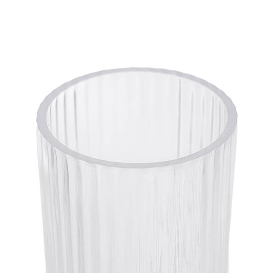 Glass Ribbed Cylinder Vase Clear (10x20cmH)