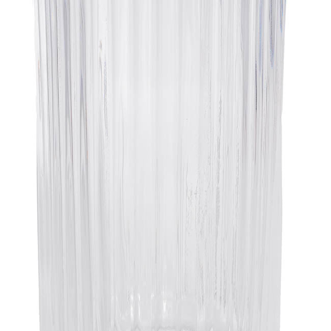 Glass Ribbed Cylinder Vase Clear (10x20cmH)