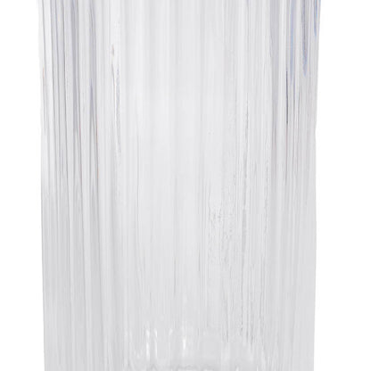 Glass Ribbed Cylinder Vase Clear (10x20cmH)