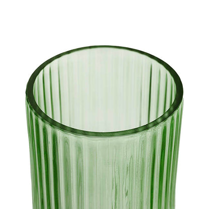 Glass Ribbed Cylinder Vase Olive Green (10x20cmH)