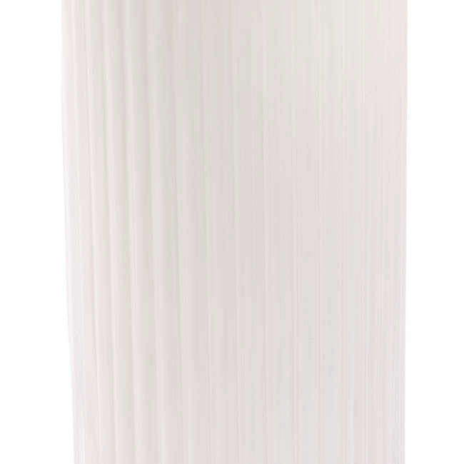 Glass Ribbed Cylinder Vase White (10x20cmH)