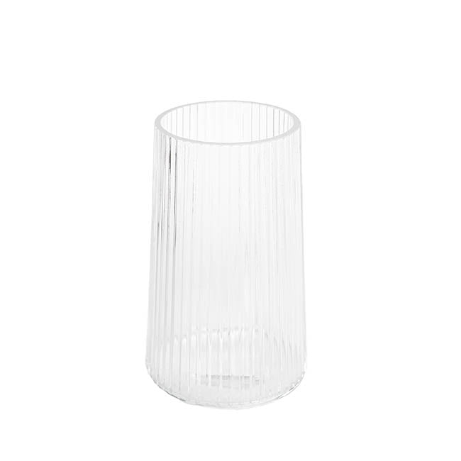 Glass Ribbed Cone Vase Clear (13x20cmH)