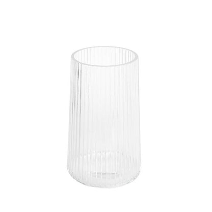 Glass Ribbed Cone Vase Clear (13x20cmH)