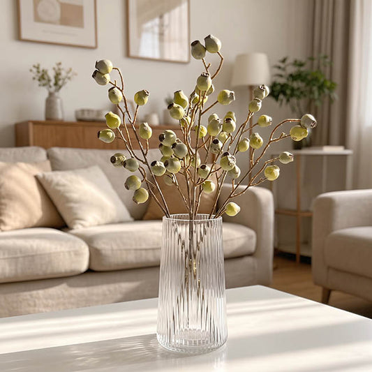 Glass Ribbed Cone Vase Clear (13x20cmH)