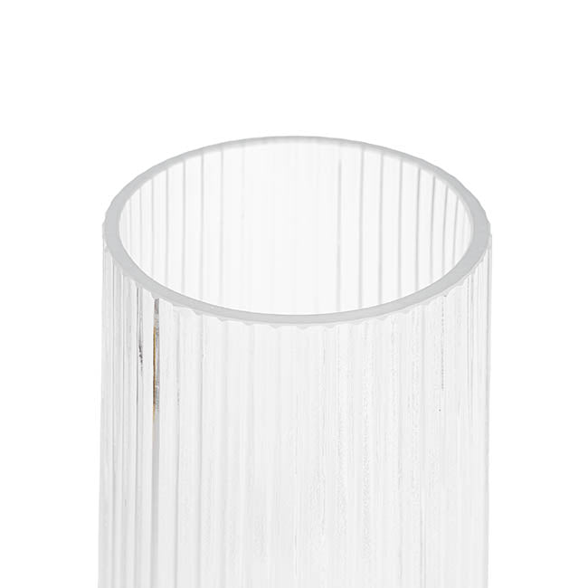 Glass Ribbed Cone Vase Clear (13x20cmH)