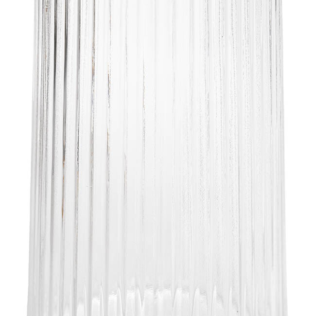 Glass Ribbed Cone Vase Clear (13x20cmH)
