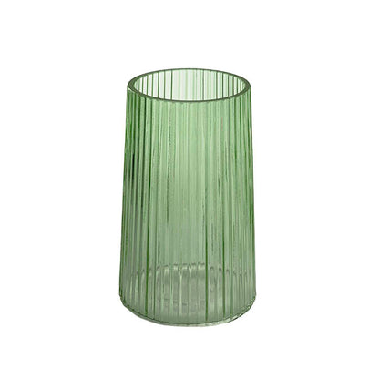 Glass Ribbed Cone Vase Olive Green (13x20cmH)