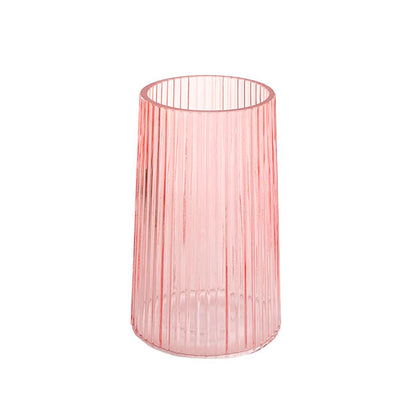 Glass Ribbed Cone Vase Dusty Pink (13x20cmH)