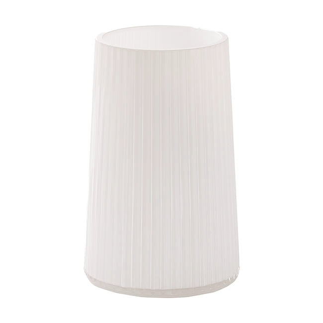 Glass Ribbed Cone Vase White (13x9TDx20cmH)