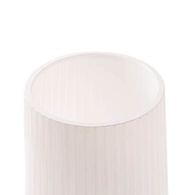 Glass Ribbed Cone Vase White (13x9TDx20cmH)