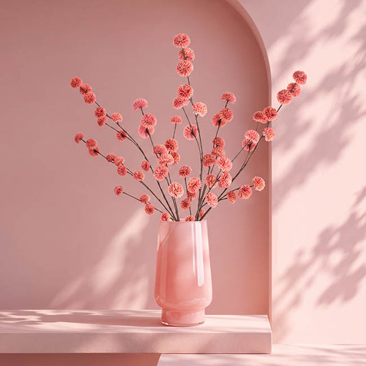 Glass Luna Curve Vase Solid Pink (14x23cmH)