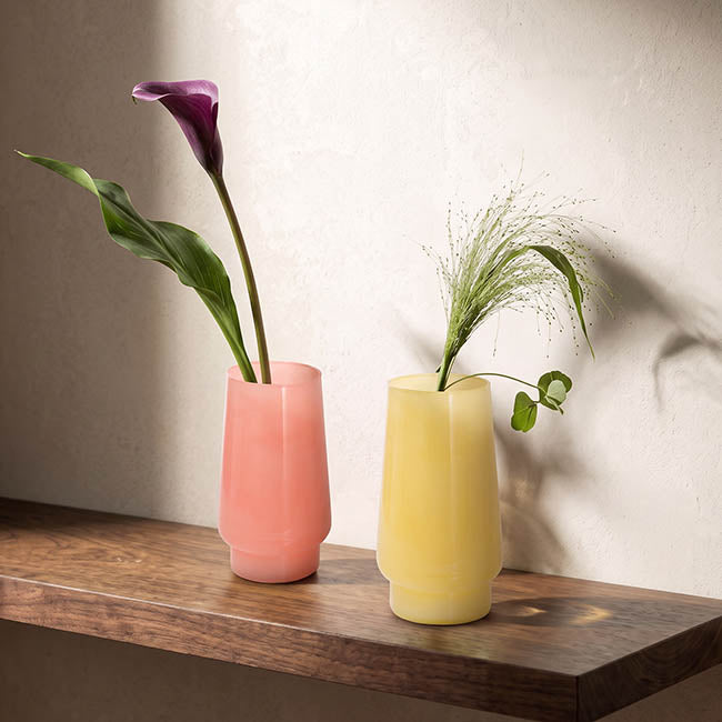 Glass Luna Curve Vase Solid Pink (13x20cmH)