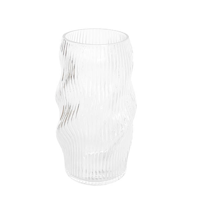 Glass Ripple Twist Vase Clear (15x25cmH)