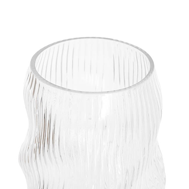 Glass Ripple Twist Vase Clear (15x25cmH)
