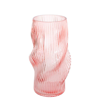 Glass Ripple Twist Vase Dusty Pink (15x25cmH)