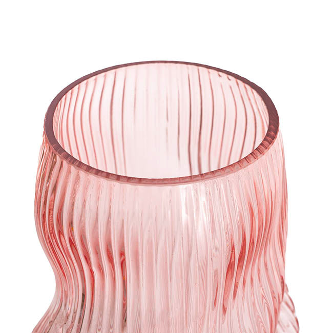 Glass Ripple Twist Vase Dusty Pink (15x25cmH)