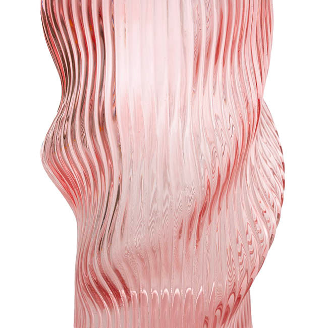 Glass Ripple Twist Vase Dusty Pink (15x25cmH)