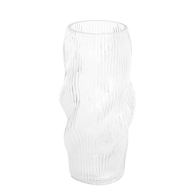 Glass Ripple Twist High Vase Clear (15x30cmH)