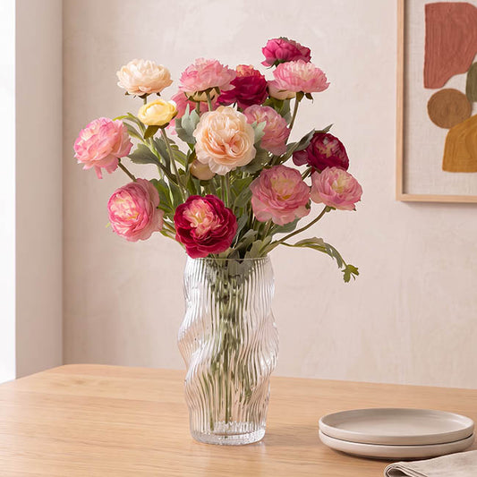 Glass Ripple Twist High Vase Clear (15x30cmH)