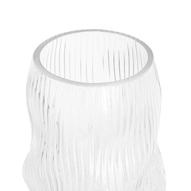 Glass Ripple Twist High Vase Clear (15x30cmH)