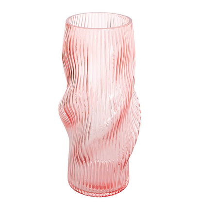 Glass Ripple Twist High Vase Dusty Pink (15x30cmH)