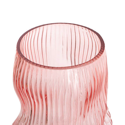 Glass Ripple Twist High Vase Dusty Pink (15x30cmH)